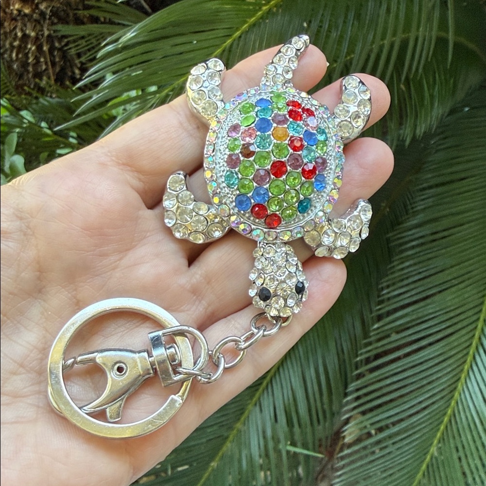 Colorful Turtle Keychain with Rhinestones - Picture 9 of 16